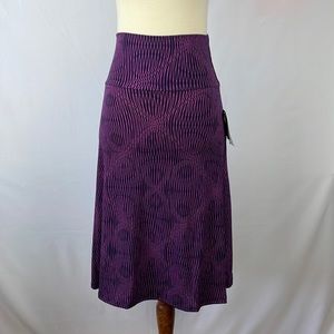 NWT LuLaRoe Azure Black with Purple/Magenta Design Fit & Flare Skirt - Size XXS